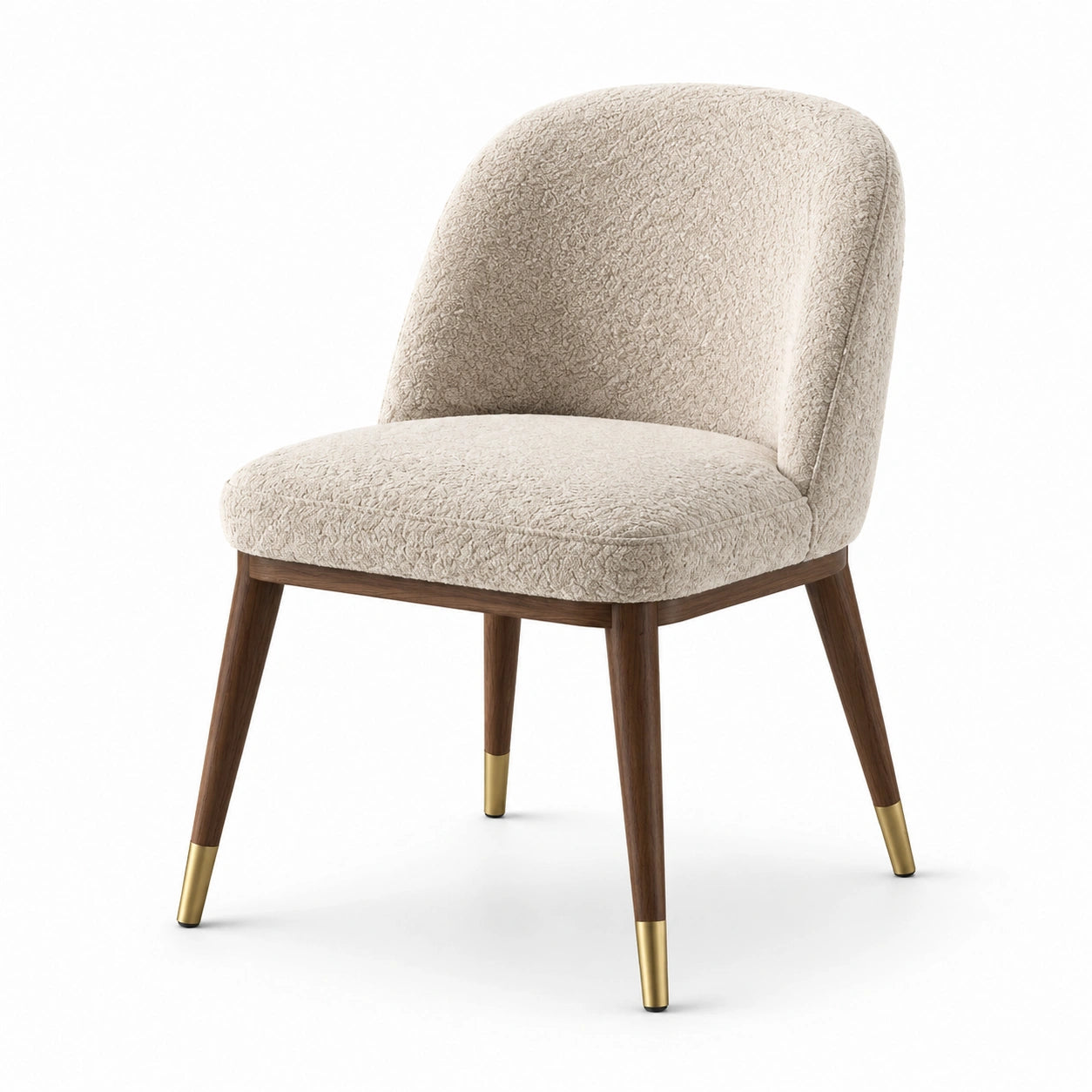 Esszimmerstuhl Holz Bouclé Polsterung Beige