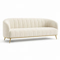 Beige 3-Sitzer Sofa halbkreisförmig mit Bouclé und Metall, 220 cm