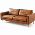 Ledersofa Braun mit Metallbeinen 210 cm