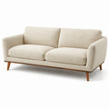 3-Sitzer Sofa aus Bouclé-Stoff mit Holzbeinen, 200x90x80 cm, Beige