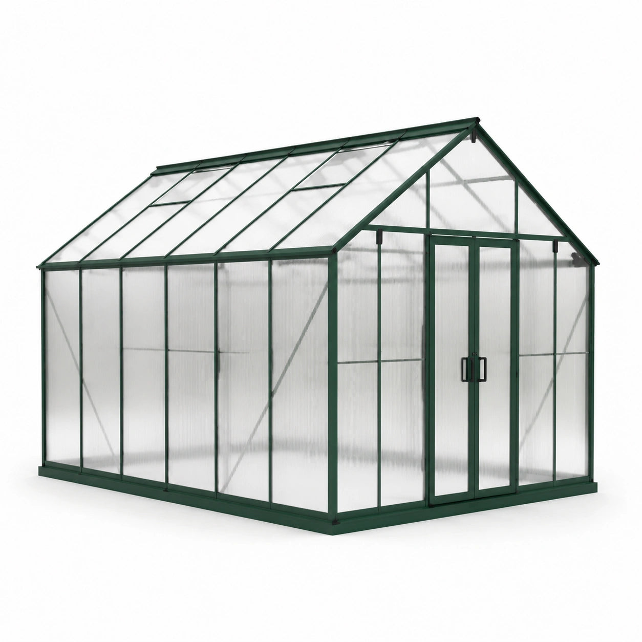 Aluminium Gewächshaus mit Polycarbonat-Paneelen Grün