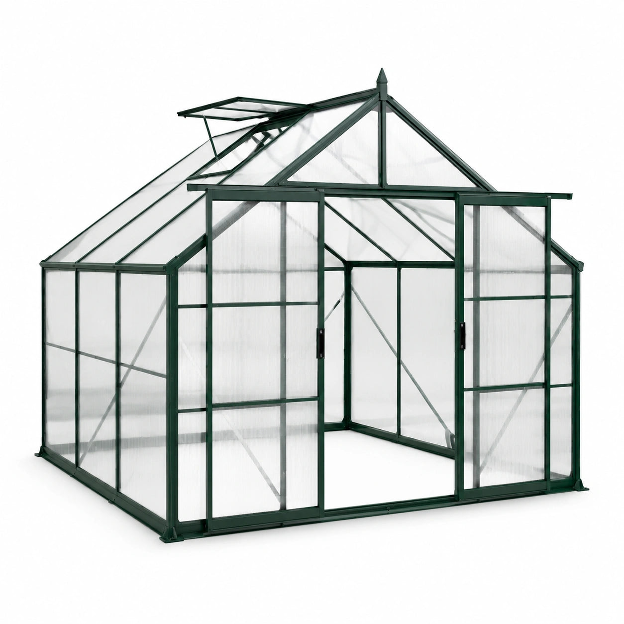 Aluminium und Polycarbonat Gewächshaus, 250x190x195 cm, Grün