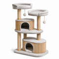 Katzenkratzbaum Plüsch Rattan Hellgrau 140 cm