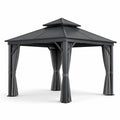 Metall-Pavillon mit Aluminiumrahmen und Polykarbonat-Dach, Grau