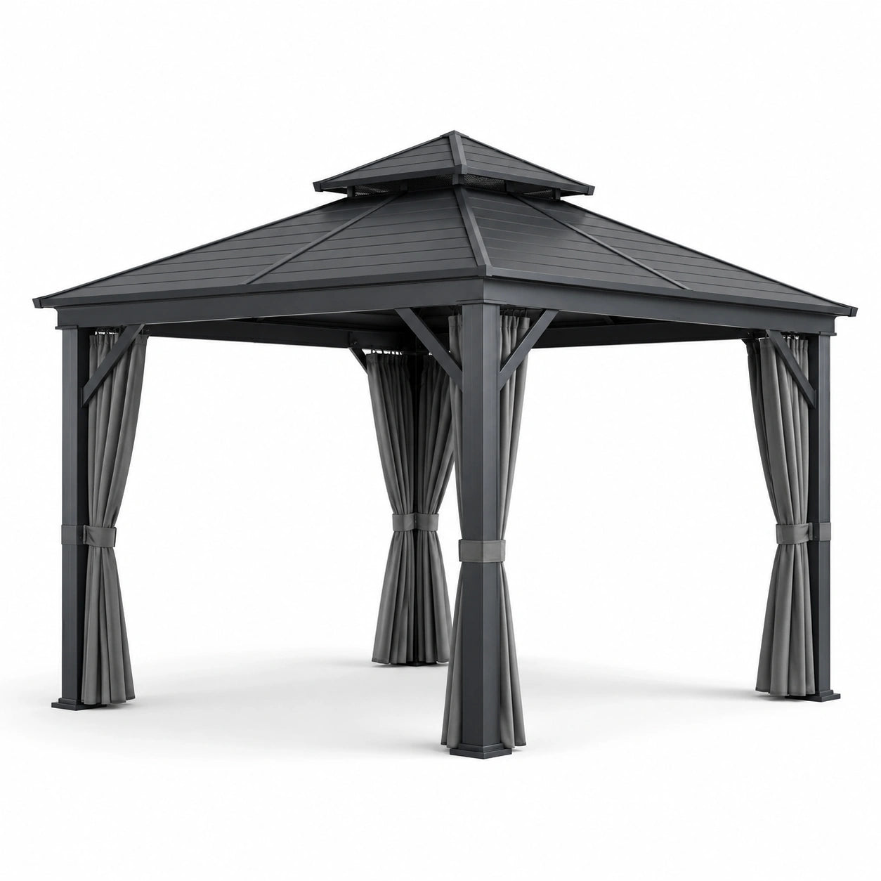 Metall-Pavillon mit Aluminiumrahmen und Polykarbonat-Dach, Grau