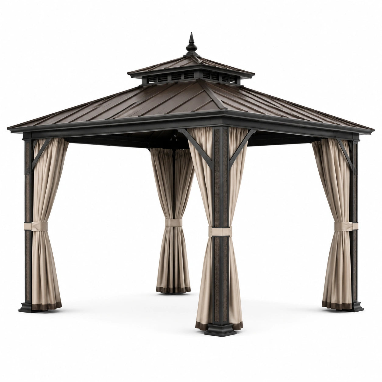 Pavillon Metallrahmen Braun 300x300cm Polyester